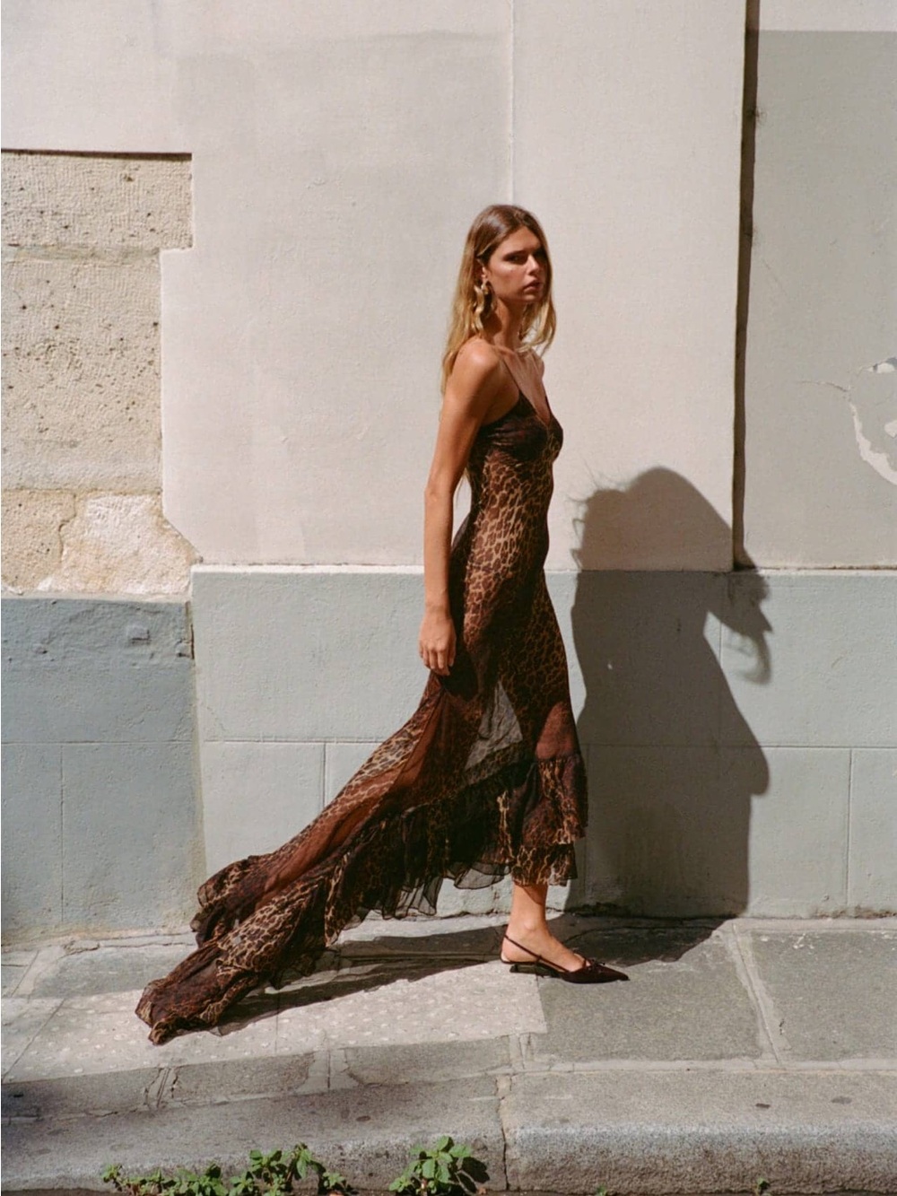 Rat and boa Leopard Assymetrical ruffle Amazonie Maxi dress sz XS nwt